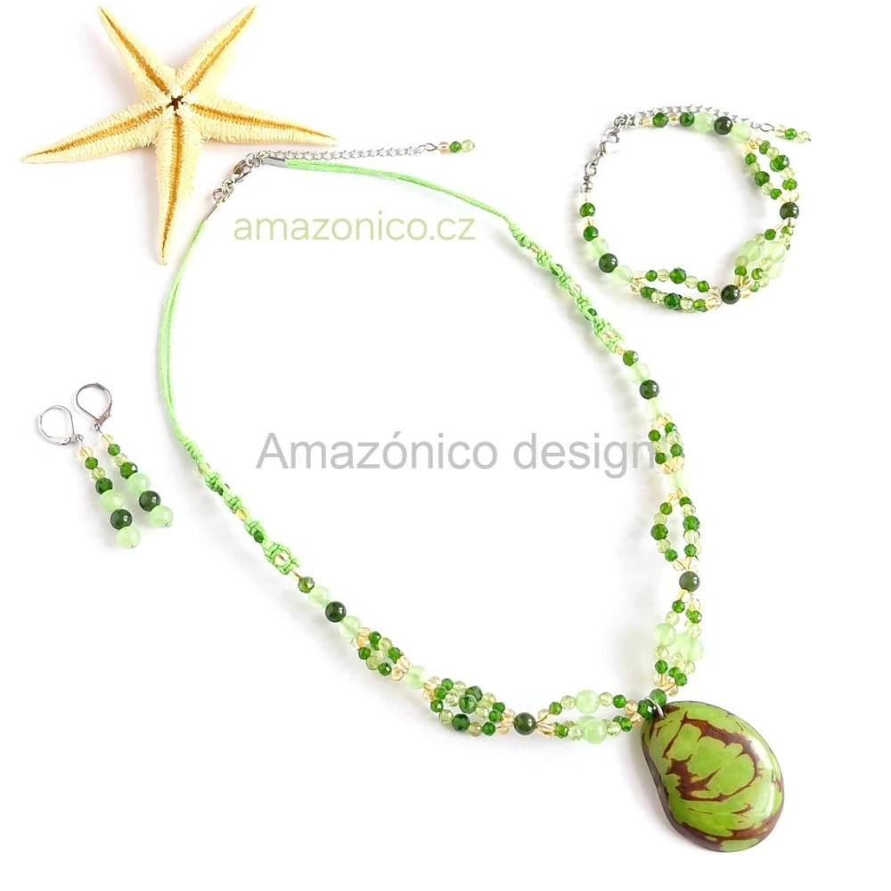 Sada šperků Tagua verde s olivínem, diopsitem a citrínem