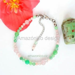 Náramek se smaragdem, chryzoprasem a kunzitem