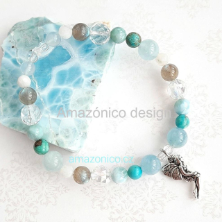 Vílí náramek s larimarem, tyrkysem a akvamarínem