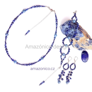 Sada šperků s lapisem lazuli, dumortieritem a safírem