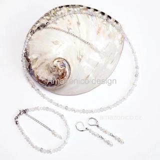 Perlová sada šperků s měsíčním kamenem a topazem