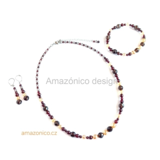 Sada šperků se záhnědou, granátem a zlatou aurou